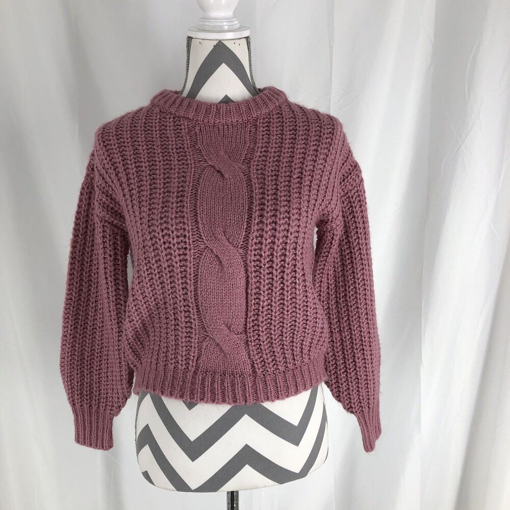 Belle Du Jour Crop Mauve Cable Knit Sweater Sized XS